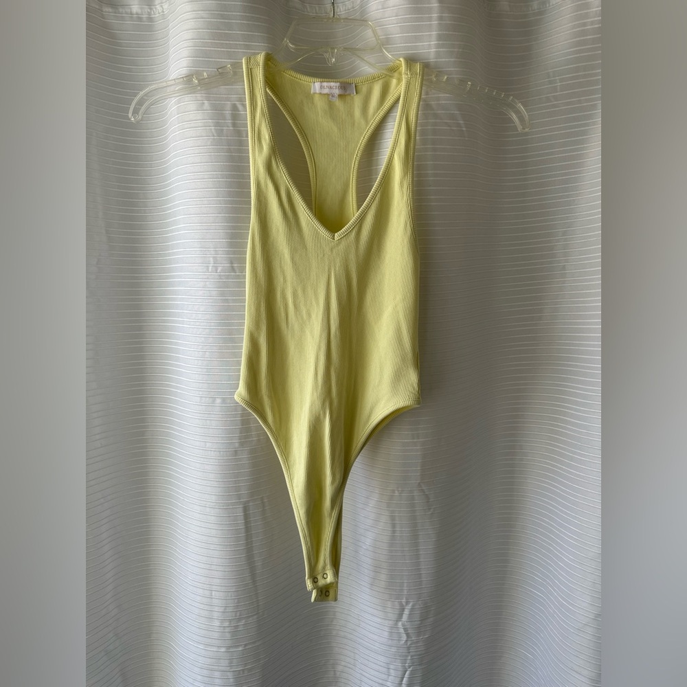 Olivaceous Light Yellow Ribbed Bodysuit